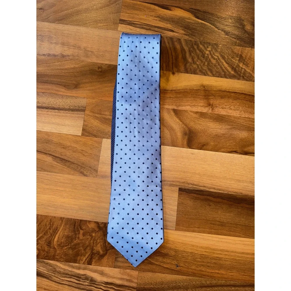 Tommy Hilfiger Necktie Mens OS Blue Polka Dot Excellent Silk Classic Business‎
